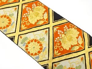 アンティーク　菱に桐・菊模様織り出し袋帯（材料）